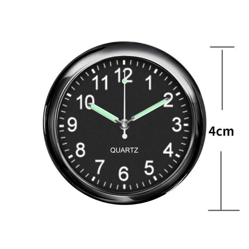 Dekoracyjny zegarek samochodowy - Kwarcowy - Metalik Czarny + Klips