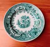 Prato de sobremesa antigo porcelana sacavem verde cavalinho usado