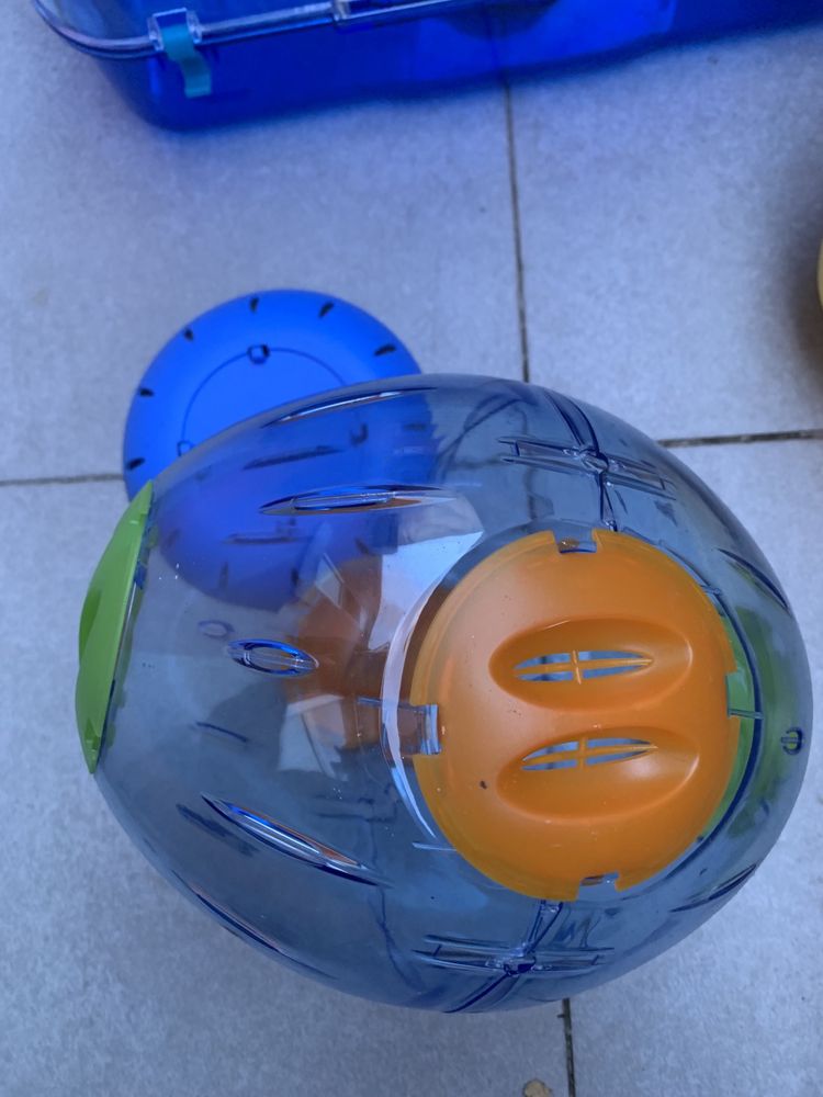 Gaiola hamster + transportadora + bola exercicio