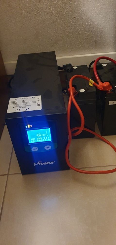 Inverter prostar sinus 600Wat 2x aku 18Ah UPS do CO, TV PC, bramy