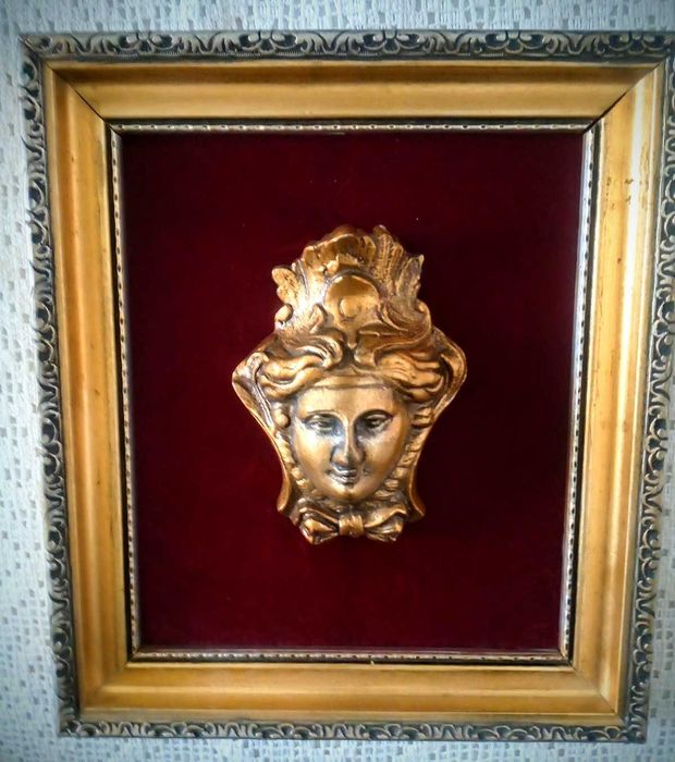 Obraz głowa Styl Versace w złoconej, drewnianej ramie 22x25 cm.