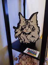 Lampa Kolor LED sterowana pilotem - Maine coon