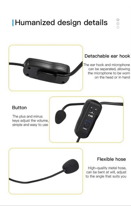 2.4G Microfone Sem Fio para Amplificação de Áudio Bluetooth