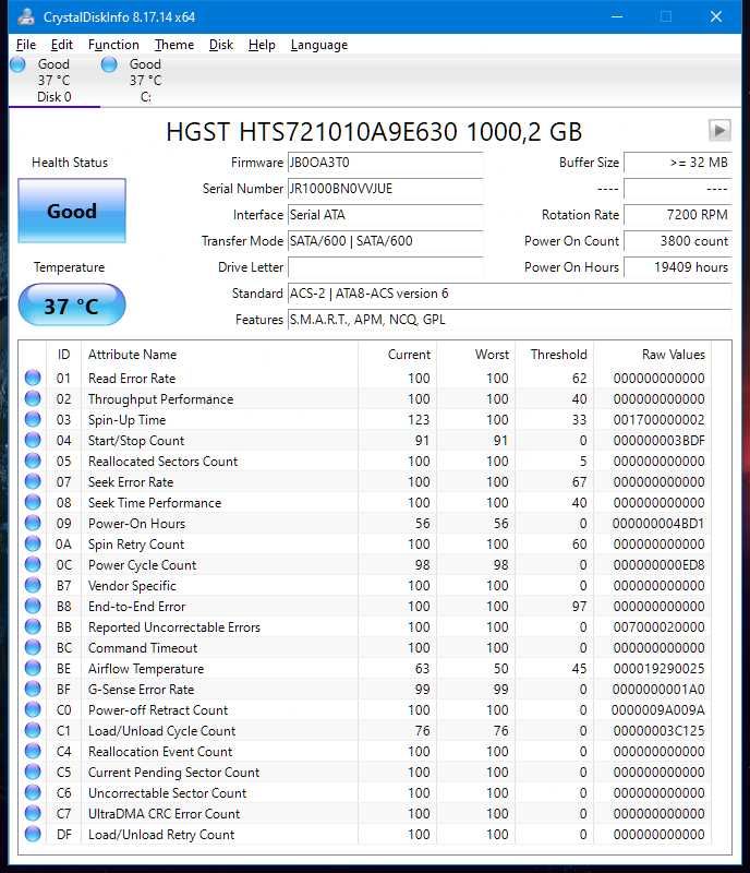 Dysk twardy HDD HGST HTS721010A9E630 1TB 2,5" +kabel SATA