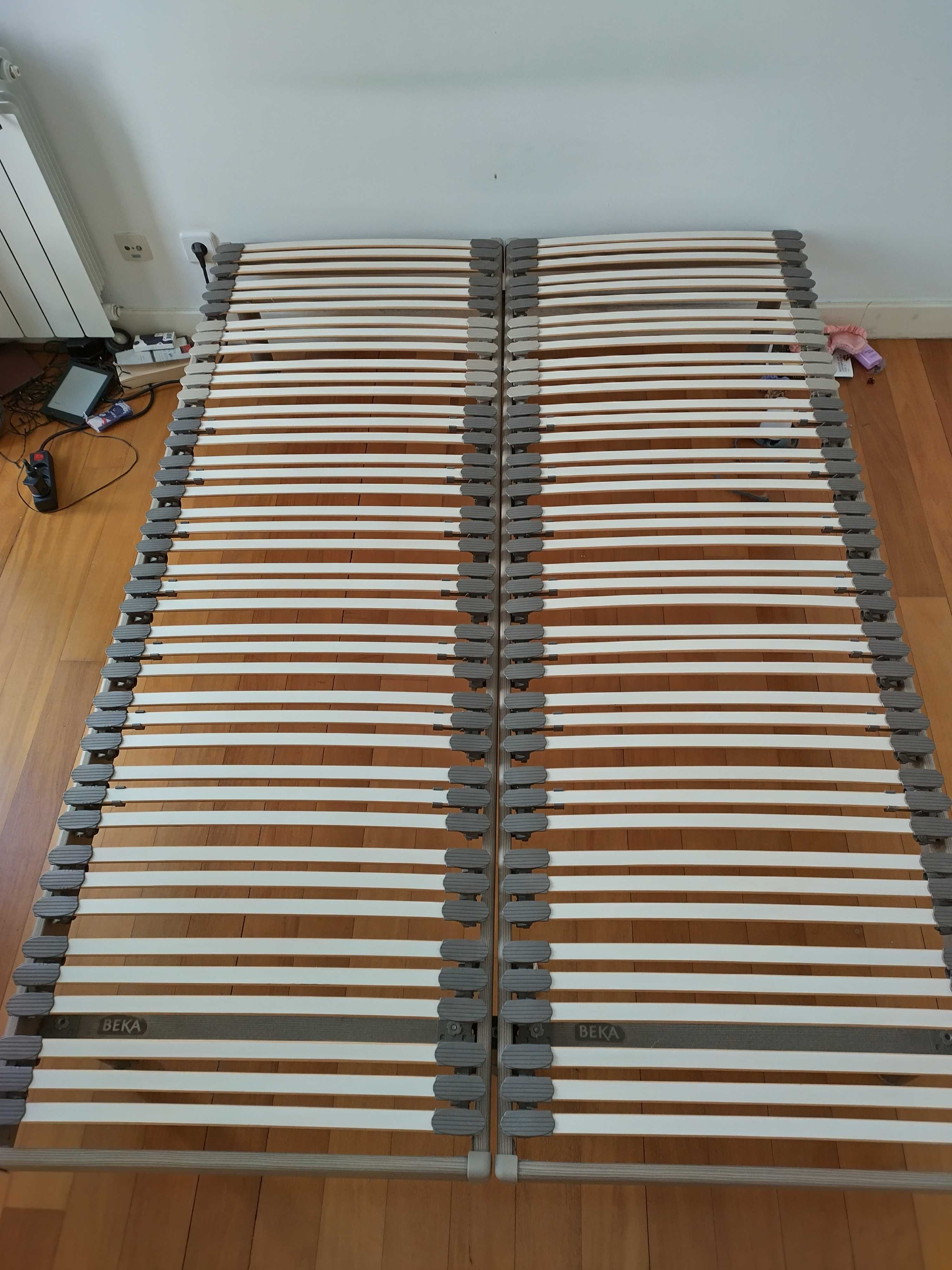 Cama, deck de ripas e Colchão Molaflex com novo