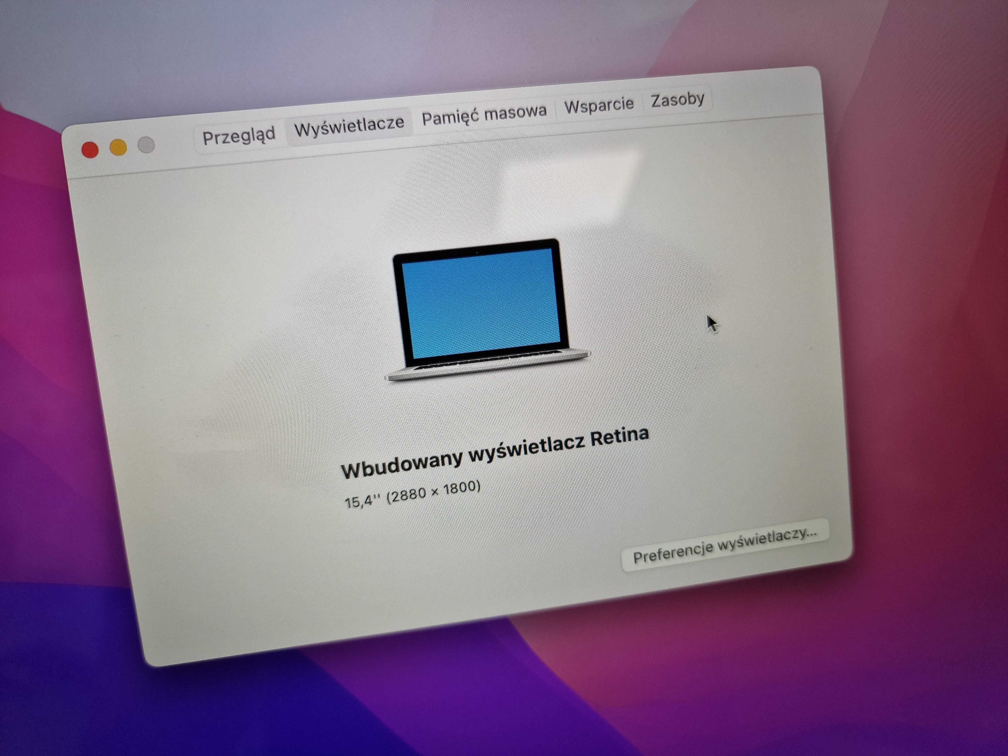 Macbook PRO 15 2015/ i7 2.50 GHz/ 16GB/ 256GB/ R9 M370X 2GB/ 159 cykli
