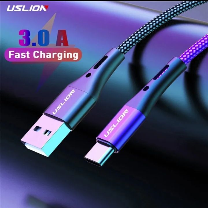 Кабель USB Type-C USLION (1 метр-2 метра) для быстрой зарядки