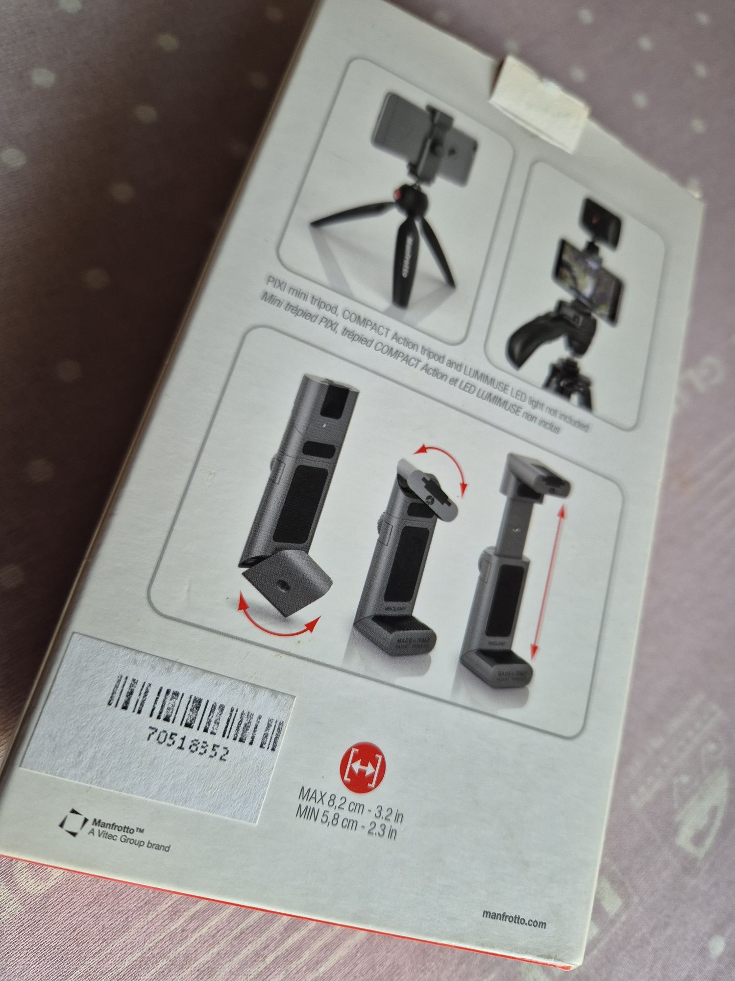 Manfrotto twist grip, uchwyt, klamra na telefon