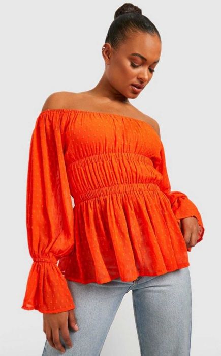 Шифоновая блуза топ тыквенного оттенка boohoo