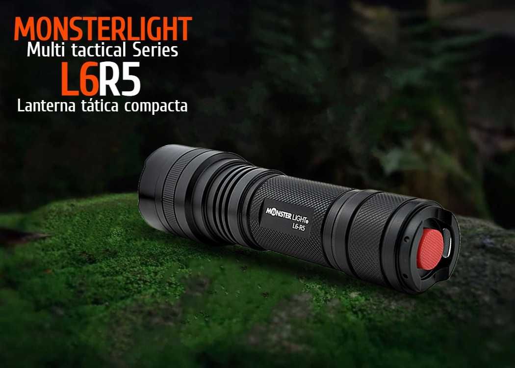 Kit lanterna tática MonsterLight L6R5 com bateria recarregável Samsung