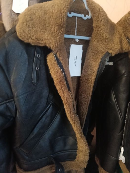 Дублянка зима коротка коричнева чорна авіатор