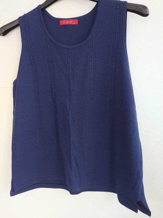 Top / Camisola azul com bolas brilhantes - Tamanho M / L