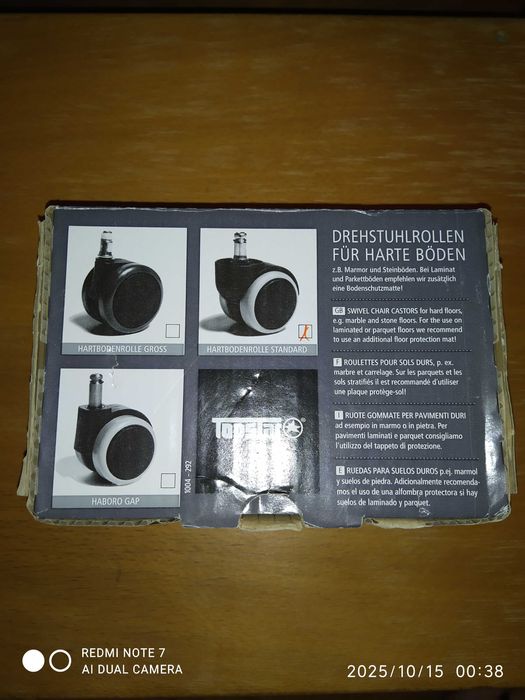 TOPSTAR 5x Rodas Anti-Risco, 5 cm, Preto e Cinzento (escritório)