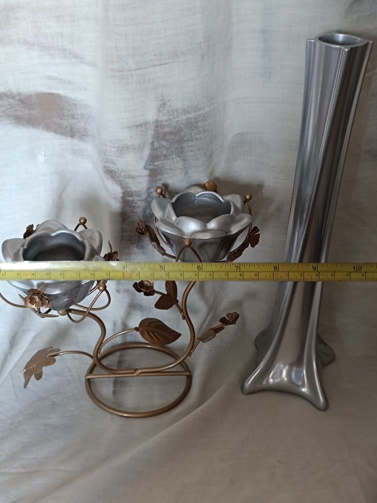 Conjunto de decoração castiçal + jarro