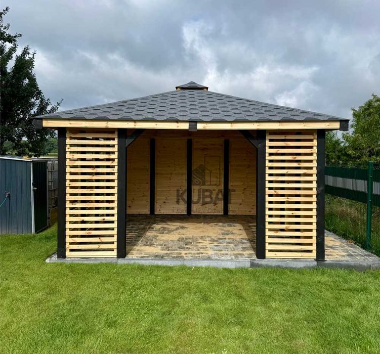 Nowoczesna altana ogrodowa 4x4| altanka drewniana z lamelami | altanki
