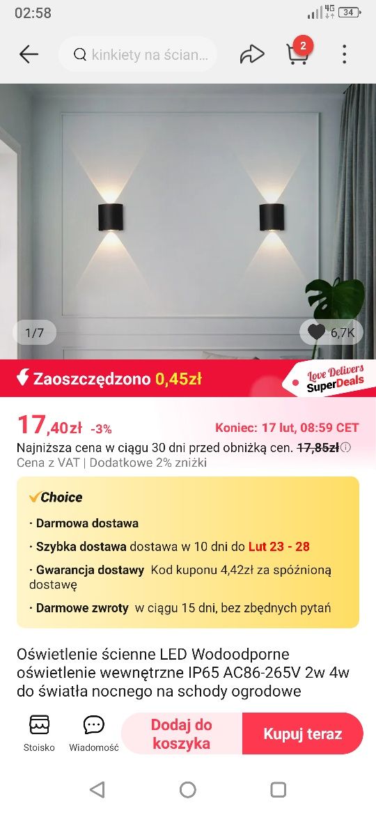 Oświetlenie ścienne led