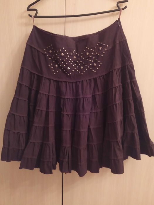 Красивая юбка (ткань-мелкий вельвет,цвет коричневый)