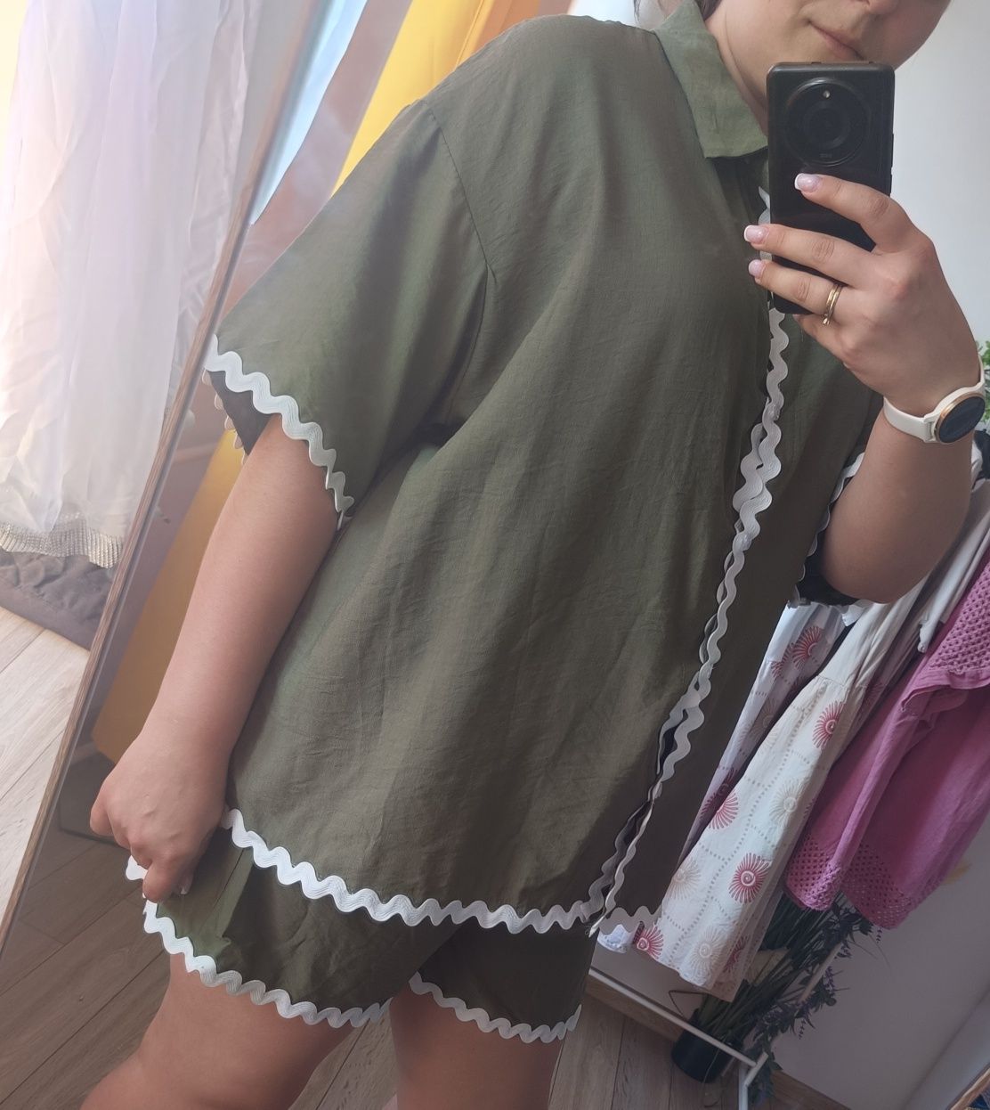 Komplet letni Plus Size Khaki
