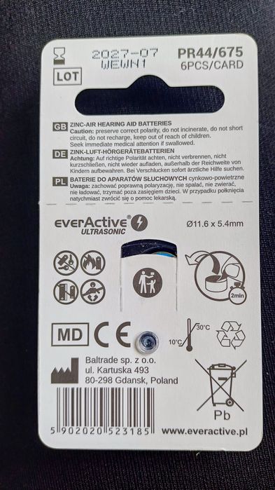 Baterie everactive ultrasonic 675 60 sztuk