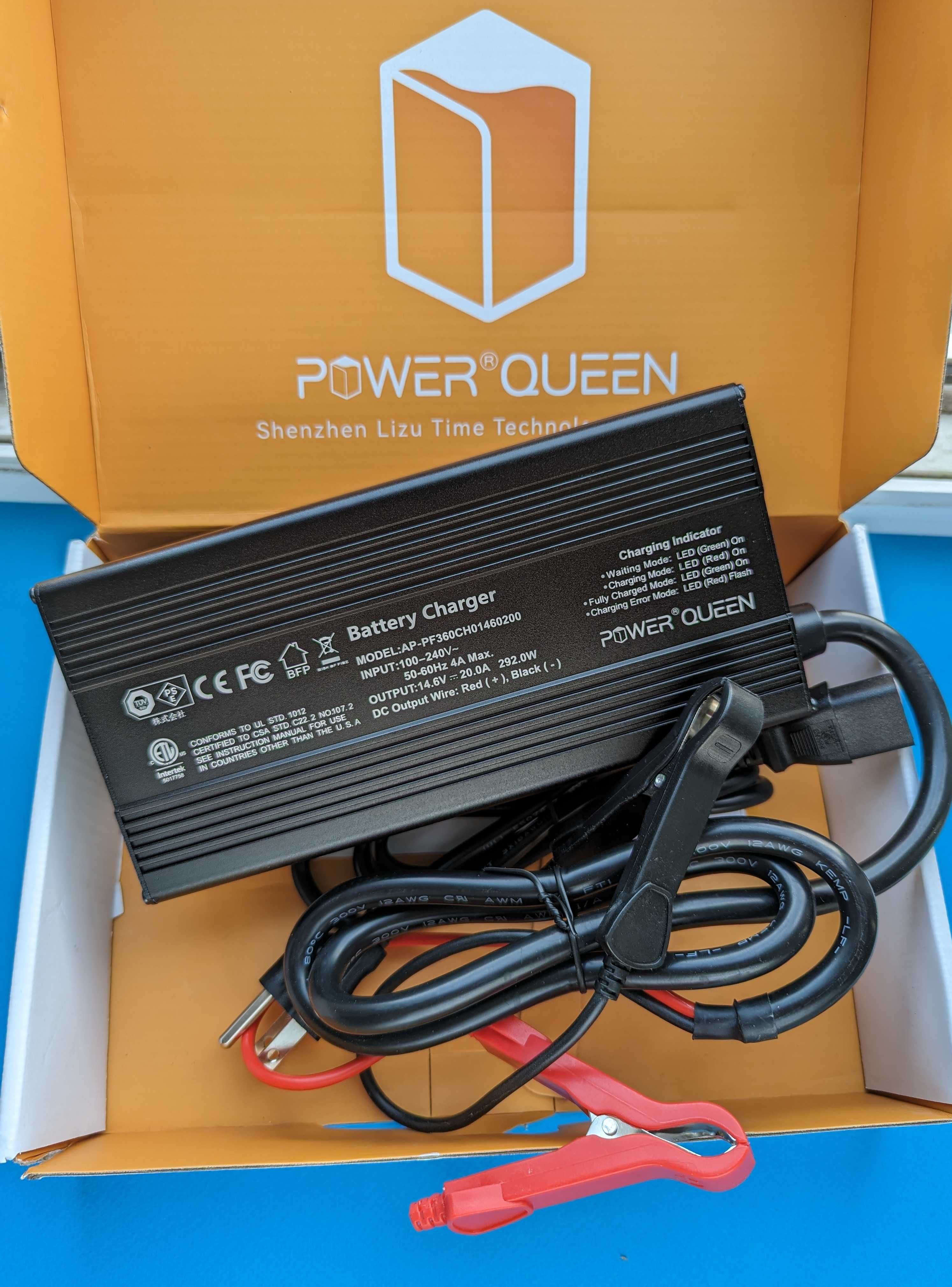 Зарядка для батареї LiFepo4 20А 14.6V повністю автоматична Power Queen