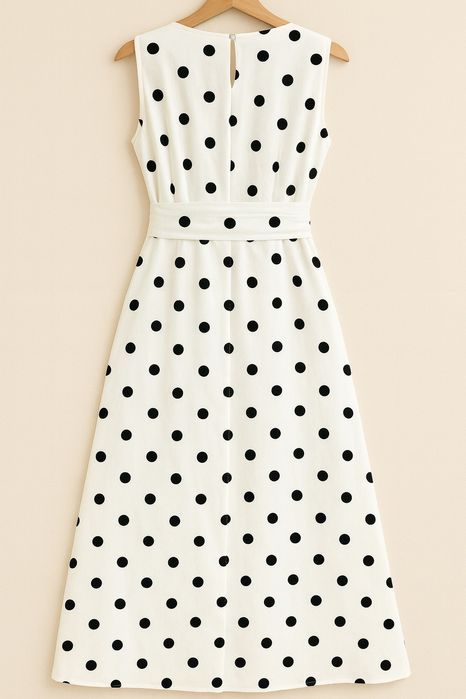 Nowa sukienka biała w czarne kropki r.M