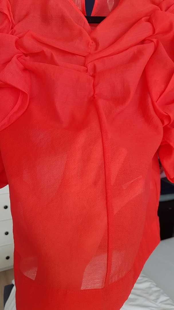 Bluzka święta czerwona marszczona S/M H&M