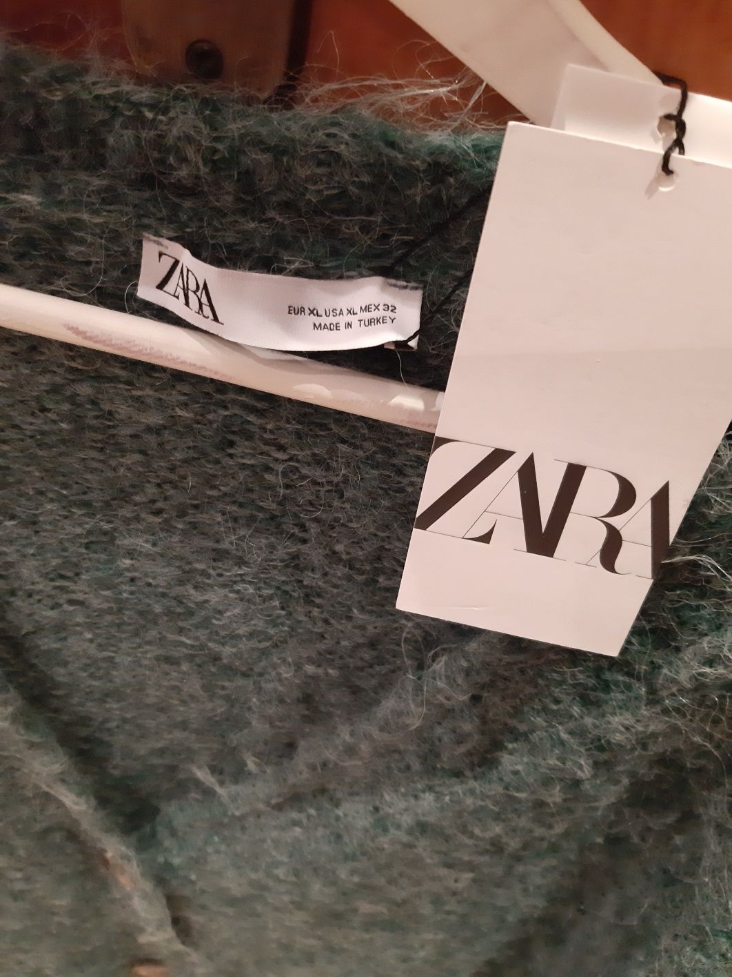 Sweterek zara XL zielono szary sweter damski tunika długi rozpinany tk