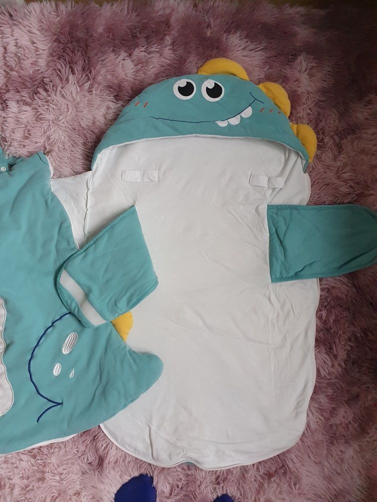 Bebamour bebear miś 2 tog bardzo cieply gruby śpiworek dinozaur
