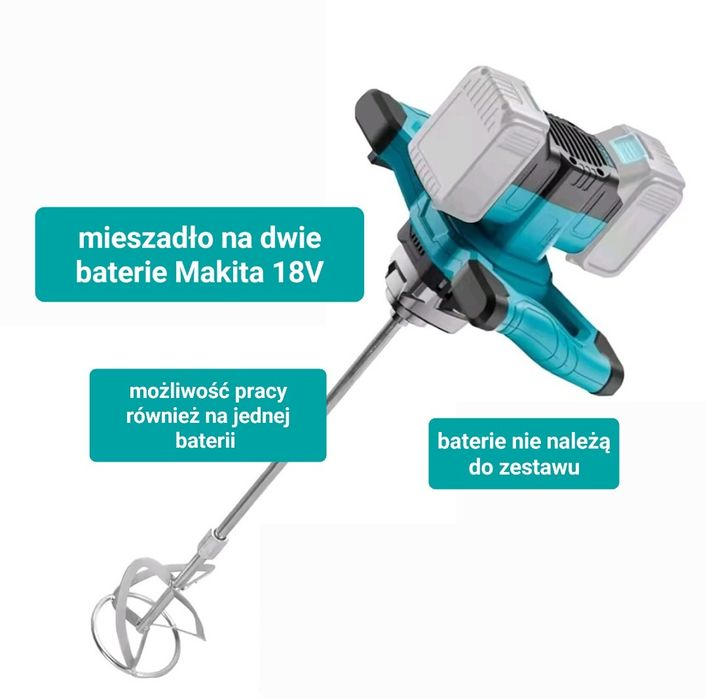 Mieszadło na dwie lub jedną baterie Makita 18V  bezszczotkowy silnik