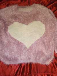 Sweter świąteczny serce serduszko włochacz 158 cm