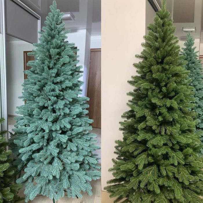 Лита штучна пишна ялинка Ковалівська зелена блакитна Ель литая Елка