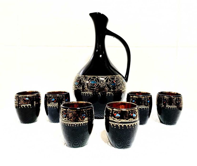 Conjunto de jarra licoreira com 6 copos de shot