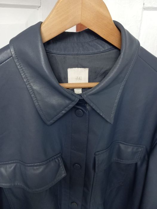Koszula skórzana, grafitowo-niebieska H&M r. L