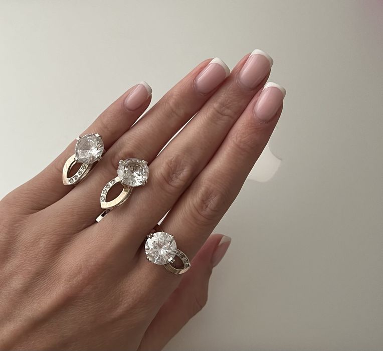 Набори сережки каблучка срібло 925, 375 позолота