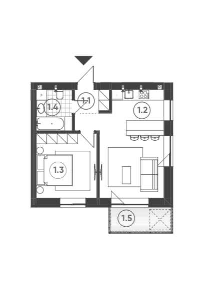 Однокімнатна квартира 46 м² в новобудові жк "Місто Мрій"