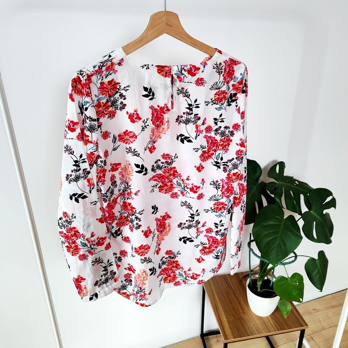 Bluzka koszula biała w kwiaty 40 L Greenpoint elegancka floral