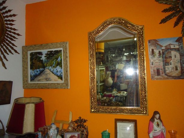 Espelho Dourado c/Moldura Madeira