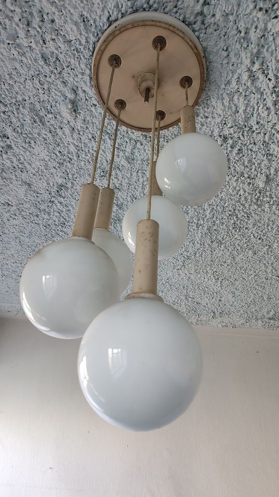 Lampa sufitowa wisząca kaskadowa PRL 4sztuki