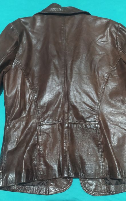 Casaco em pele castanho L