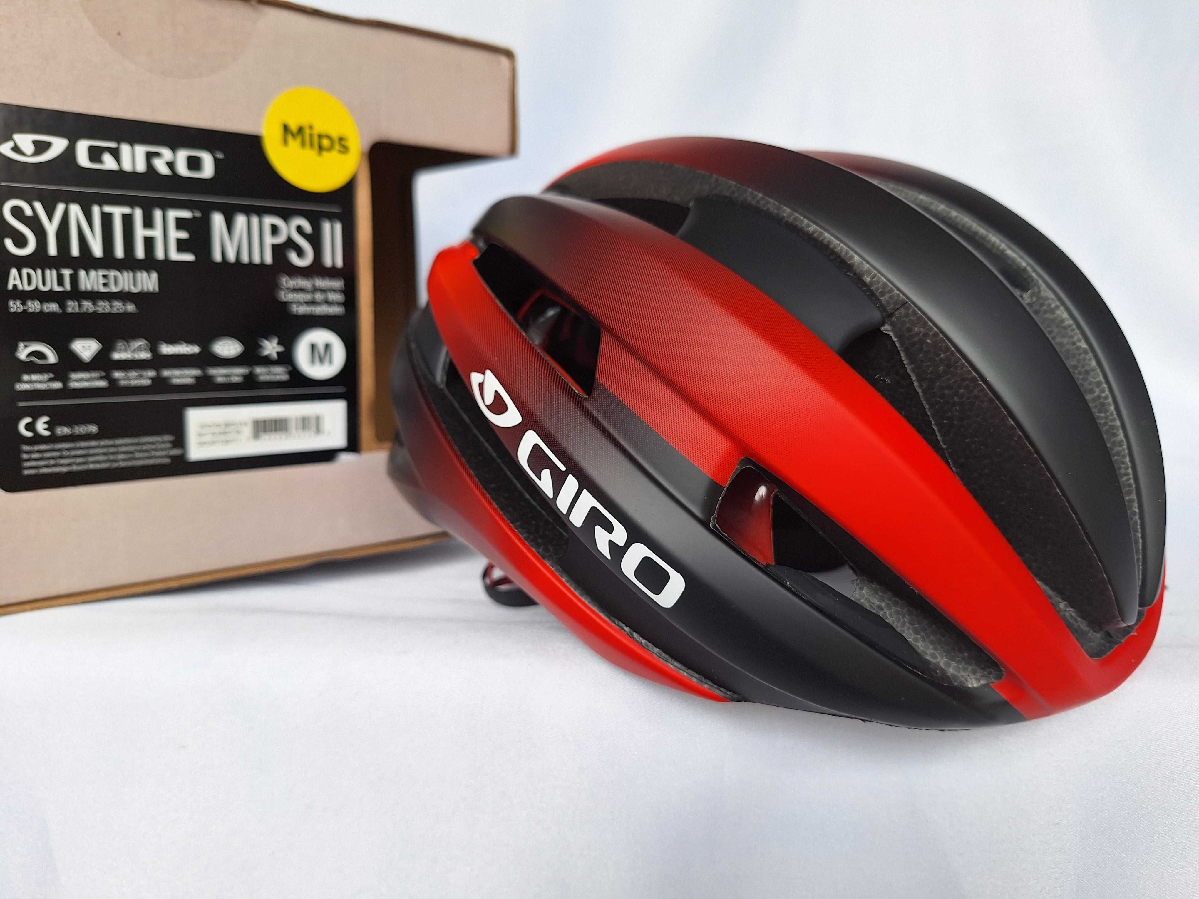 Kask rowerowy Giro Synthe Mips II Matte Black Bright Red S 51-55cm