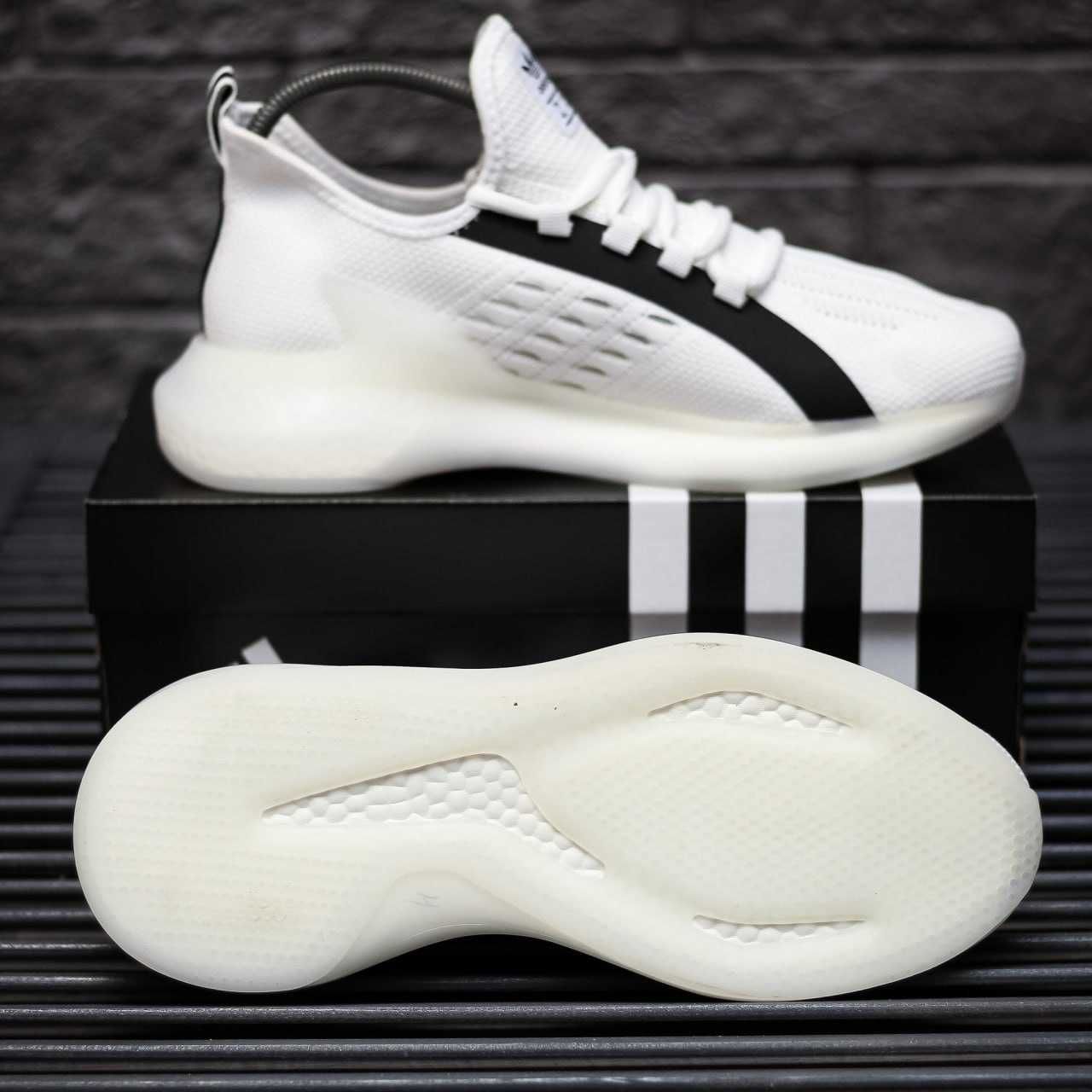 Чоловічі кросівки Adidas ZX білий з чорним 1502 НОВИЗНА