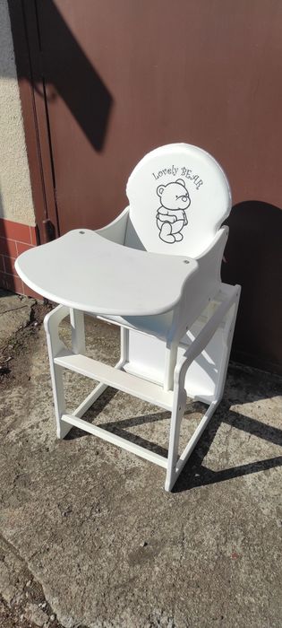 Krzesełko do karmienia - 2 funkcyjne. Stolik. Drewniane.