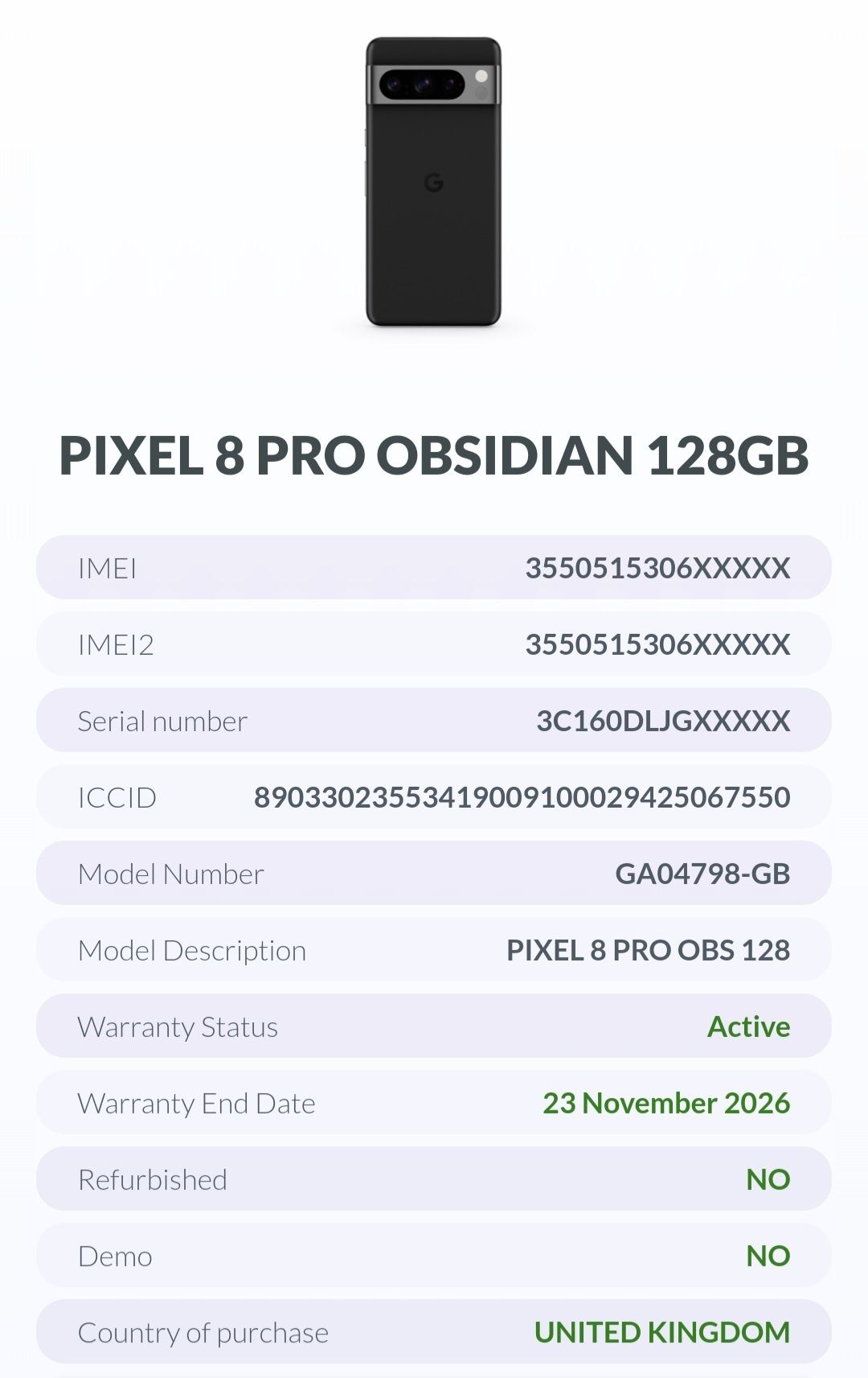 Google Pixel 8 PRO 12/128Gb Obsidian. Глобальна версія. Neverlock