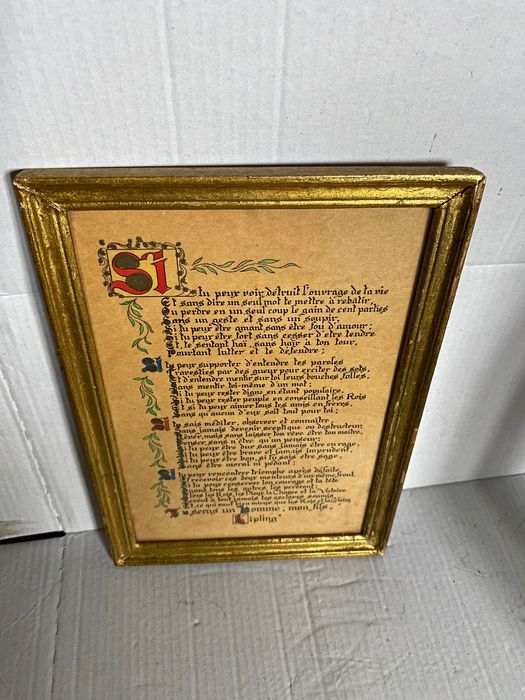 Quadro antigo com poema