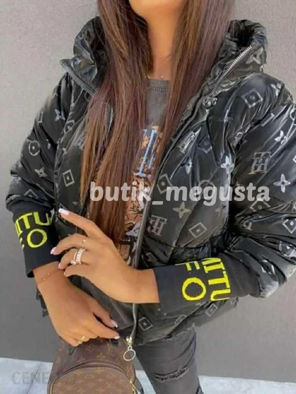 Kurtka damska pikowana monogram LV czarna  M L XL