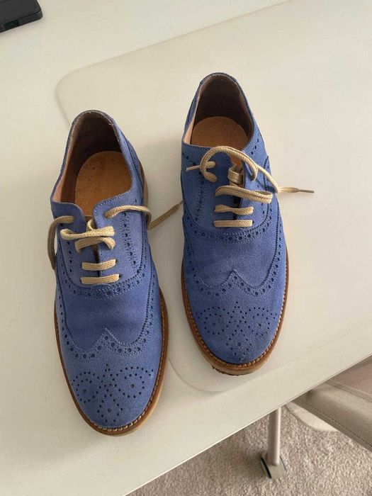 Sapatos Loafer em camurça azul marinho