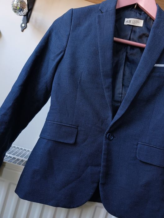 Marynarka granatowa 140 h&m bawełna i len