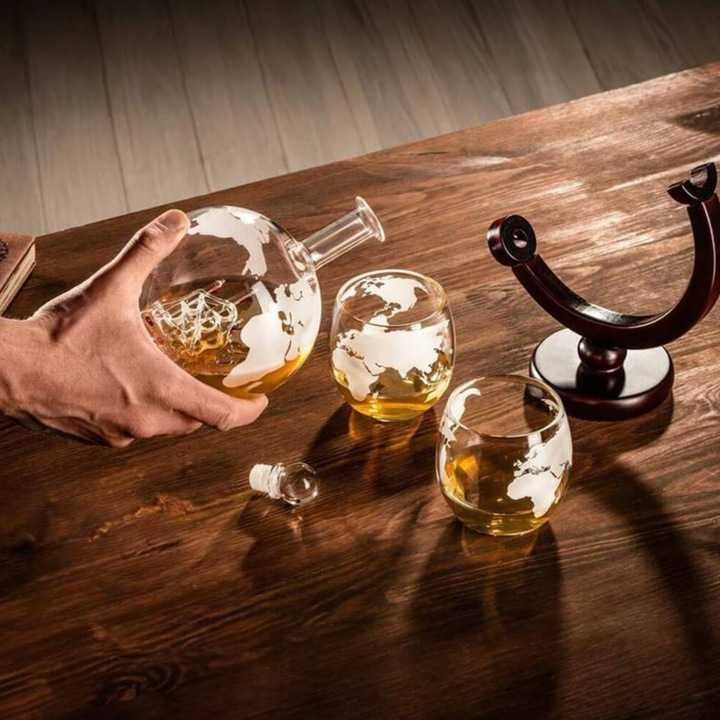 Zestaw do Whisky Karafka na Alkohol GLOBUS Szklanki Prezent dla Faceta
