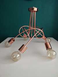 Miedziana lampa loft z żarówkami typu Edison