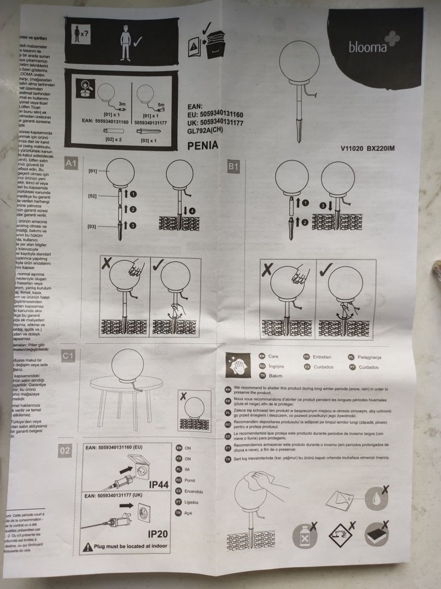 Lampa ogrodowa kula 2 w 1 Penia Blooma